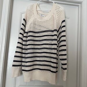 Striped Cream and Navy Women's Sweater